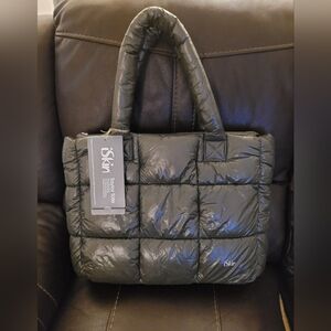 ISKIN PUFFER TAYLOR TOTE SHINY GRAY NEW